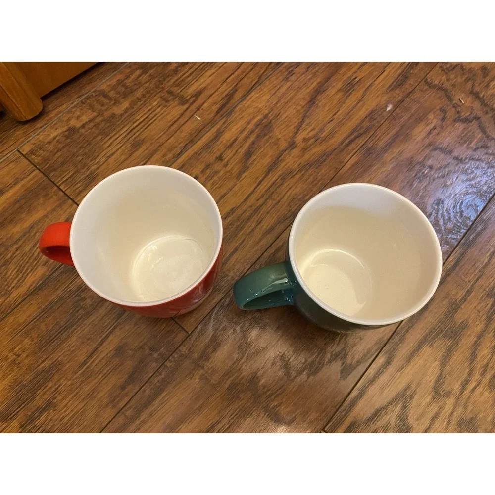 Starbucks Red Green Tea Christmas Coffee Mugs Cups 12oz Pair Set Drink ware